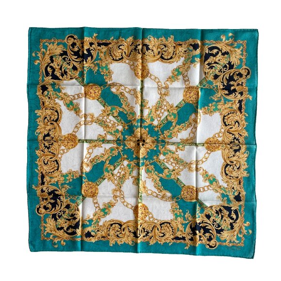 Celine Paris Cotton Scarf – Baroque Scroll & Chain Design - Picture 1 of 15
